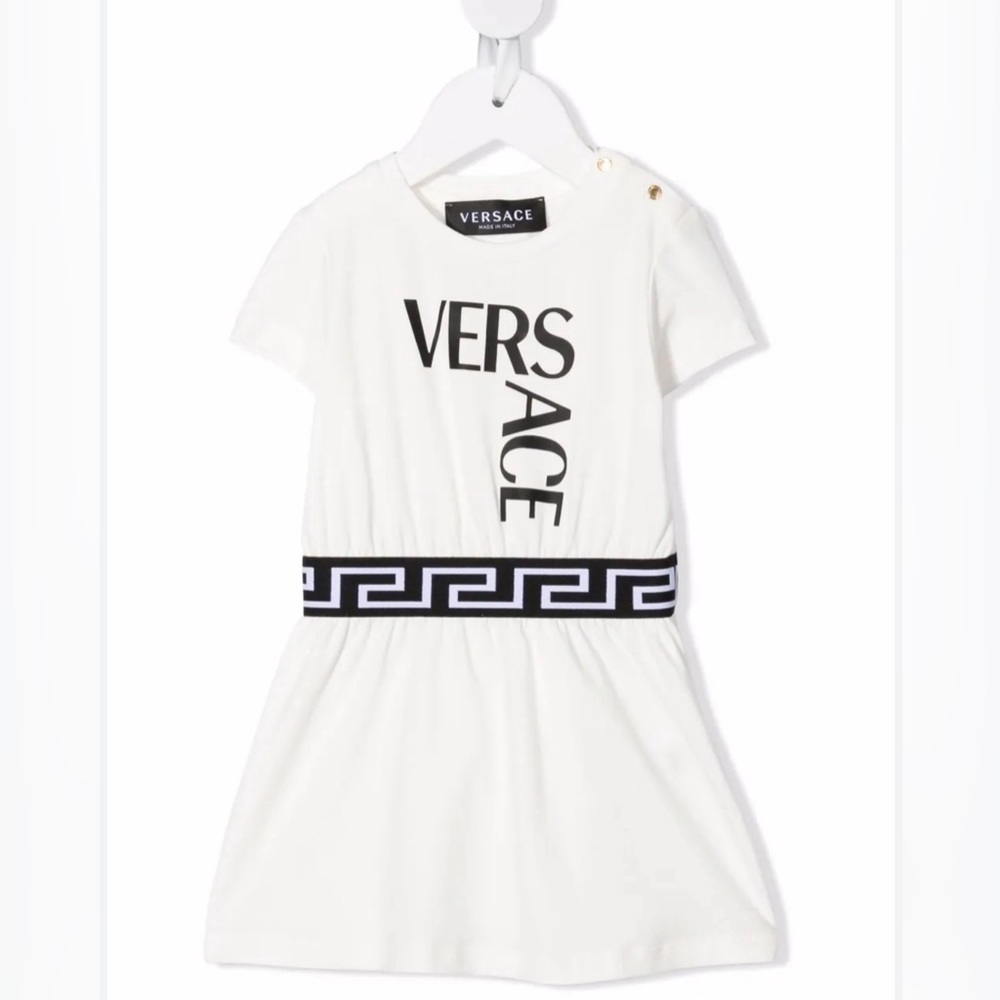 Authentic Versace Kids Greca-trim logo-print T-shirt dress 36M